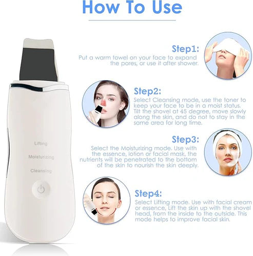 3-in-1 Ultrasonic Facial Skin Scrubber