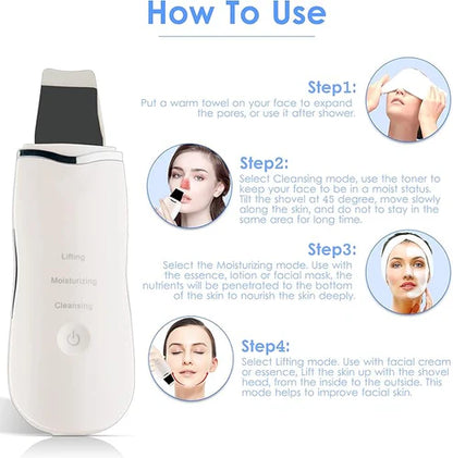 3-in-1 Ultrasonic Facial Skin Scrubber